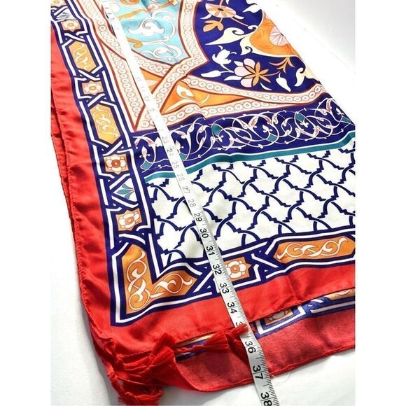 Womens Vibrant Multicolor Shawl Geometric Knit Scarf 34” x 72” - Picture 7 of 8